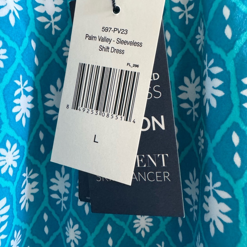 Cabana Life Palm Valley Sleeveless Shift Dress NWT Blue Large - Picture 3 of 7